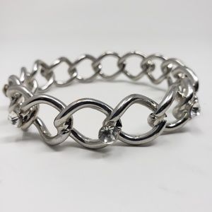 Large silver link crystal bracelet
